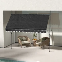 Outsunny 10' x 4' Manual Retractable Awning, Non-Screw Patio Awning, UV Resistant, for Window or Door, Black(m-10)