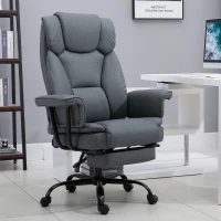 Vinsetto Swivel Reclining Office Chair with Ergonomic with Footrest, Grey(m-8)
