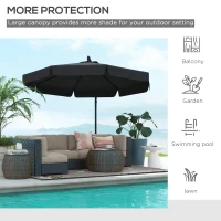 Outsunny 11 FT Cantilever Patio Umbrella Offset Parasol with Cross Base and 8 Ribs for Garden, Black(m-6)