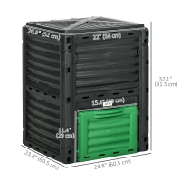 Outsunny Outdoor Compost Bin Garden Container, Fast Creation of Fertile Soil Aerating Compost Box, 80 Gallon, Green(m-3)