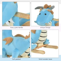 Qaba Kids Plush Ride-On Rocking Horse Toy Dinosaur Ride Rocking Chair with Realistic Sounds for18-36 Months, Blue(m-6)