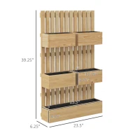 Outsunny 5 Box Raised Garden Bed w/ Trellis for Climbing Plants, Wall-Mounted Wood Planters w/ Drainage Holes, Natural(m-3)