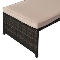 Outsunny 3pcs Outdoor Rattan Wicker Sofa and Chaise Lounge Set with Cushion Garden Patio Furniture Brown and Beige(m-10)