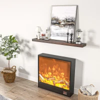 HOMCOM 48" Fireplace Mantel, Fir Wood Floating Shelf, Wall Mounted, Walnut Brown(m-10)