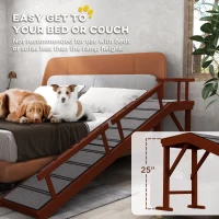 PawHut Wooden Dog Ramp with Removable Guardrails, Non-Slip Surface, 73" Long, Brown(m-6)