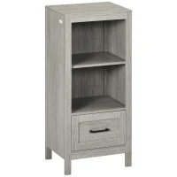 kleankin Short Bathroom Storage Cabinet, Bathroom Organizer with Open Compartments and Drawer for Living Room, Gray(m-11)