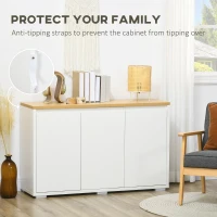 HOMCOM Sideboard Cabinet, Buffet Table with 3 Doors and Adjustable Shelves for Living Room, Entryway, White(m-7)