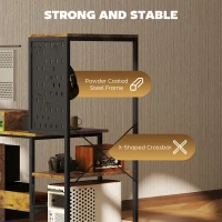HOMCOM 56" Computer Desk with Storage, Computer Table with Power Outlets and LED Lights, Rustic Brown(m-8)