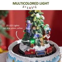 HOMCOM Animated Christmas Village Scene, Pre-Lit Musical Holiday Decoration with LED Lights, Center Tree, Rotating Train and Santa Claus(m-5)