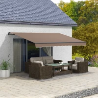 Outsunny 13' x 10' Retractable Awning, 280gsm UV Resistant Sunshade Shelter for Deck, Balcony, Yard, Coffee(m-2)