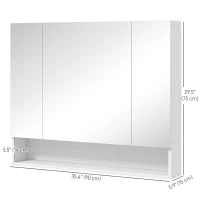 kleankin Wall Mounted Bathroom Medicine Cabinet with Mirror and Adjustable Shelves, White(m-3)