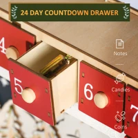 HOMCOM Wooden Christmas Advent Calendar, Light Up Holiday Decoration with 24 Countdown Drawers, Battery Operated(m-5)