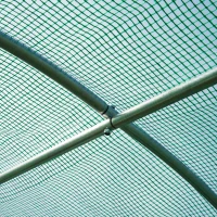 Outsunny Walk-in Tunnel Greenhouse, 13 x 6.4 x 6.5 ft Hoop House with Zipped Roll-Up Door and 8 Mesh Windows, Outdoor Greenhouse with Galvanised Steel Frame, Green(m-9)