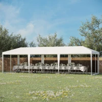 Outsunny 10 x 28ft Portable Party Tent, Gazebo Wedding Party Tent for Garden Dining and Outdoor with 5 Removable Sidewalls, White(m-8)