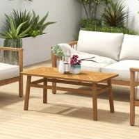 Outsunny Outdoor Coffee Table, Acacia Wood Rustic Patio Table for Garden, Backyard, Balcony, Deck, Natural Wood(m-10)