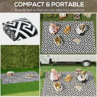 Outsunny Reversible Outdoor RV Rug, Patio Floor Mat, 5' x 8' Plastic Straw Rug for Backyard, Deck, Beach, Camping, Black & White(m-4)