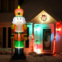 HOMCOM 8' Inflatable Christmas Nutcracker Soldier with 4 LED Lights, Blow-Up Outdoor LED Yard Display, Waterproof(m-2)