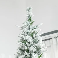 HOMCOM 9' Unlit Snow Flocked Pine Artificial Christmas Tree with Realistic Branches and 1159 Tips, Green(m-8)