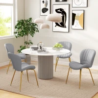 HOMCOM Dining Chairs Set of 2, Modern Accent Chair with Cushioned Backrest, Upholstery for Living Room, Grey(m-9)