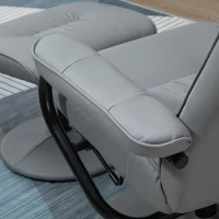 HOMCOM Massaging Faux Leather Recliner Chair and Ottoman Set, Swivel Vibration and Heat Massage Lounge Chair with Six Massage Points and Remote Control for Living Room, Bedroom, or Office, Gray(m-9)