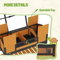 PawHut Tortoise Enclosure Tortoise House with Adjustable Lamp Holder Storage Shelf, Dual Main Houses, Openable Lid, Yellow(m-8)