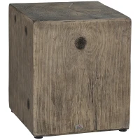 HOMCOM Concrete End Table Rustic Side Table with Wood Grain Finish for Indoors and Outdoors Gray(m-1)