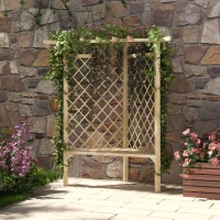 Outsunny 55" Trellis Garden Bench, Wooden Park Bench for Climbing Plants w/ Slatted Seat, Great for Lawn, Backyard, Deck, Natural(m-10)