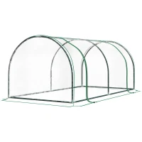 Outsunny 7' L x 3' W x 2.5' H Portable Tunnel Greenhouse for Outdoor Garden Hot House with 4 Zippered Doors, PVC Cover(m-1)