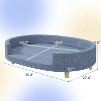 PawHut Dog Couch for Large Dogs with Removable Top, Washable Cover, Blue(m-3)