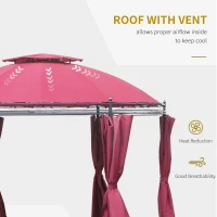 Outsunny 11.5' Patio Gazebo, Outdoor Gazebo Canopy Shelter with Curtains, Romantic Round Double Roof, Solid Steel Frame for Garden, Lawn, Backyard and Deck, Wine Red(m-4)