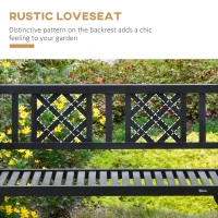 Outsunny Foldable Garden Bench, 2-Seater Patio Wooden Bench, Loveseat Chair with Backrest and Armrest for Patio, Porch or Balcony, Black(m-4)