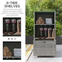 Outsunny PE Rattan Pool Towel Rack with 2 Storage Shelves Basket Mixed gray(m-4)