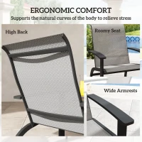 Outsunny Outdoor Adirondack Chair Muskoka Chair with Aluminum Frame, Mesh Seat, High Back for Garden, Deck, Dark Grey(m-6)