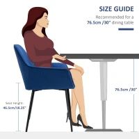 HOMCOM Dining Chairs Set of 2, Upholstered Linen Fabric Accent Chairs with Metal Legs, Dark Blue(m-6)