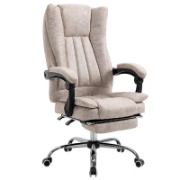 Vinsetto Microfiber Computer Chair, Executive Office Chair with Reclining Backrest Retractable Footrest Adjustable Height Beige(m-11)