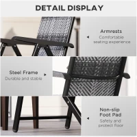 Outsunny 2PCs Outdoor Wicker Folding Chairs with Adjustable Backrest, Mixed Grey(m-7)