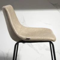 HOMCOM Counter Height Bar Stools Set of 2, Vintage PU Leather Bar Chairs, Kitchen Stool with Footrest, Beige(m-9)