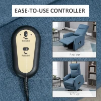 HOMCOM Electric Lift Chair, Power Chair Recliner with 8 Massage Vibration Points, Remote Control, Side Pockets, Blue(m-7)