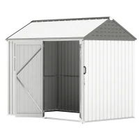 Outsunny 8' x 6' Metal Garden Storage Shed, Extra Large Outdoor Tool Storage House w/ Doors, Window and Air Vents, White(m-1)