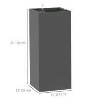 Outsunny 2 Pack Planter Box, 26 Inch Plastic Flower Pots with Water Level Indicator, Drainage Hole and Drain Plug, Dark Grey(m-3)