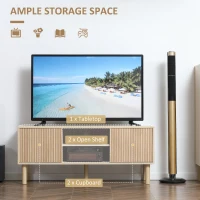 HOMCOM Modern TV Stand for TVs up to 50", TV Cabinet with Storage Shelves for Living Room, Natural(m-5)