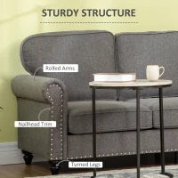 HOMCOM 3-Seater Sofa Couch, 81" Modern Upholstered Linen Fabric Sofa with Rubberwood Legs, Nailhead Trim and Rolled Arms for Living Room, Bedroom and Apartment, Grey(m-5)