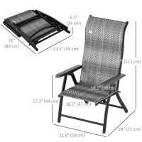 Outsunny 2PCs Outdoor Wicker Folding Chairs with Adjustable Backrest, Mixed Grey(m-3)