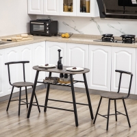 HOMCOM 3-Piece Dining Table Set, Oval Kitchen Table and 2 Chairs, Small Breakfast Table Set with Metal Frame for Small Space, Dining Room, Living Room, 35.4" x 19.7" x 29.5"