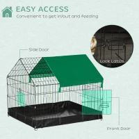 PawHut Metal Outdoor Small Animal Cage for Rabbits and Cats, Black(m-4)