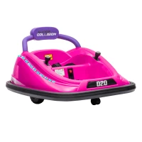 Aosom 12V Kids Bumper Car Twins Motor with Parent Remote Control, Safety Belt, Lights, 360° Rotation, Pink(m-11)