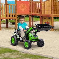 Aosom 6V Kids Rechargeable Battery Powered Truck with Adjustable Bucket, High/Low Speed Realistic Sound, Green(m-2)