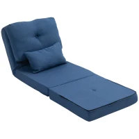 HOMCOM Floor Chair, Convertible Floor Sofa Bed, Folding Upholstered Couch Bed with Adjustable Backrest, Dark Blue(m-1)