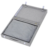 PawHut Cat House Foldable 2 In 1 Design Condo Pet Bed with Removable Washable Cushions Scratching Pad, Grey(m-9)