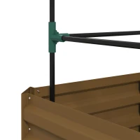 Outsunny Galvanized Planter Box, 24" x 24" x 55" Raised Garden Bed with Tomato Cage for Climbing Vines, Brown(m-9)